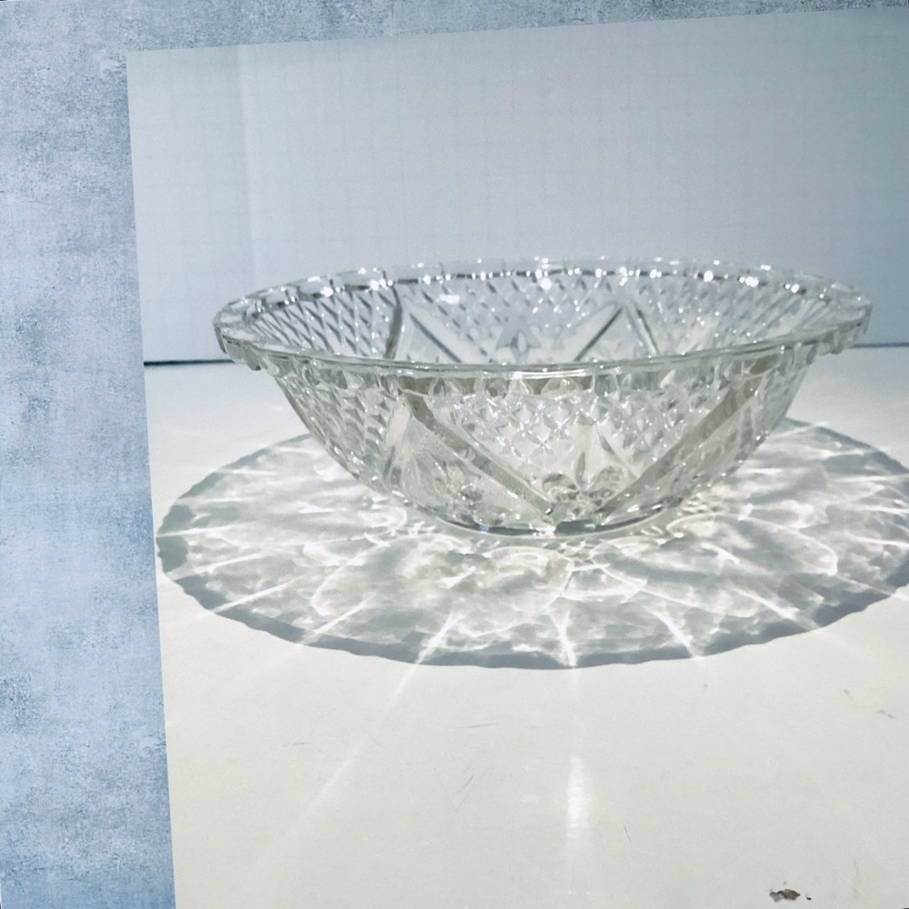 Glass Rose & Hearts Candy Dish Fruit Bowl Clear Glass By KM Indonesia